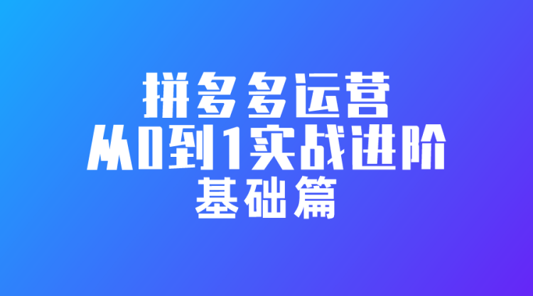 【拼多多运营】拼多多运营从0到1实战进阶-基础篇-全栈运营知识库