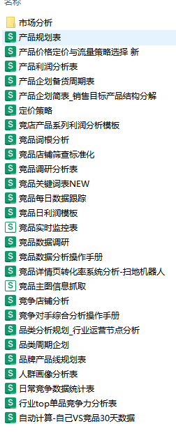产品体系表格-电商表格运营岛-电商资源-全栈运营知识库